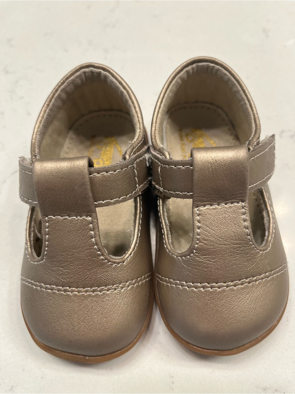 See Kai Run Girls Metallic T-Strap Mary Jane Shoes - Champagne Gold